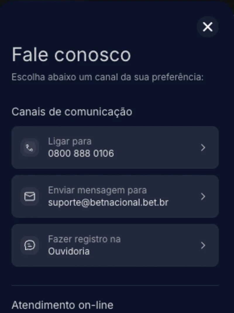 Suporte Betnacional: canais de contato 24h ao vivo - Imagem do artigo